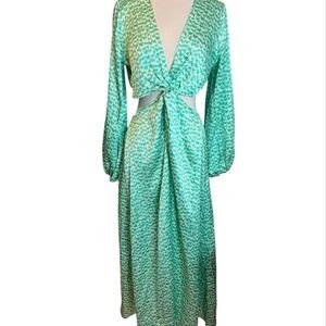 H&M Women's Green and White Dress